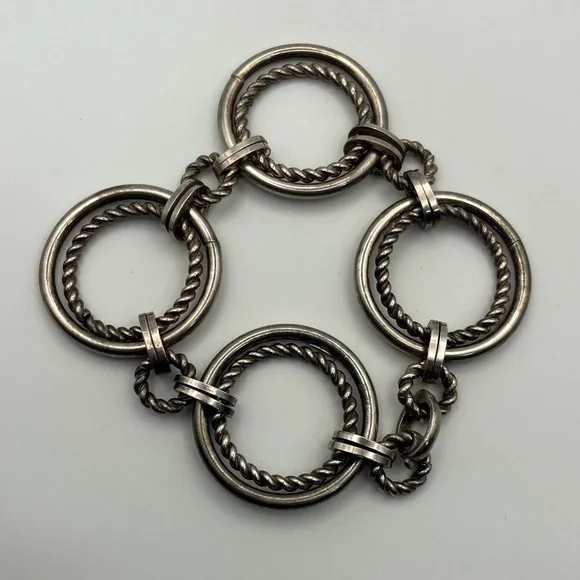 Grosse Germany heavy sterling silver round link twisted chain bracelet vintage
